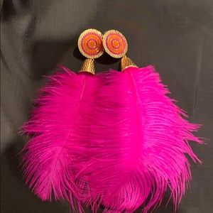 Pink Feathered Earrings Worn Once to a party